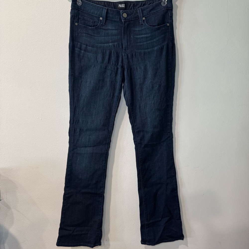 Paige Womens Manhattan Bootcut Jeans 31 Lana Blue Mid Rise‎ Dark Wash Flex Denim